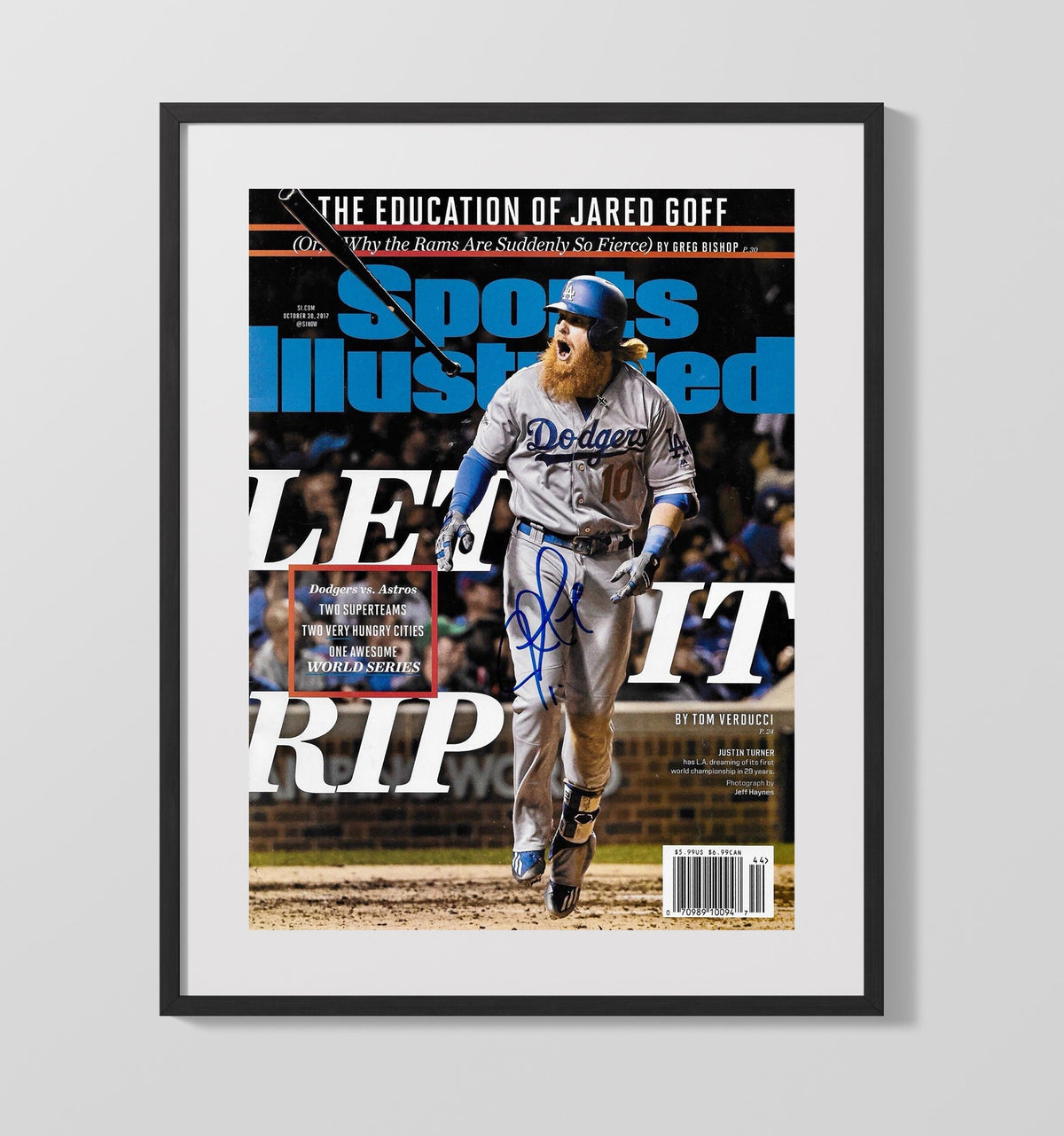 Justin Turner - Postseason celebration SI Cover 2017 16x20 Gallery Frame baseball wall art