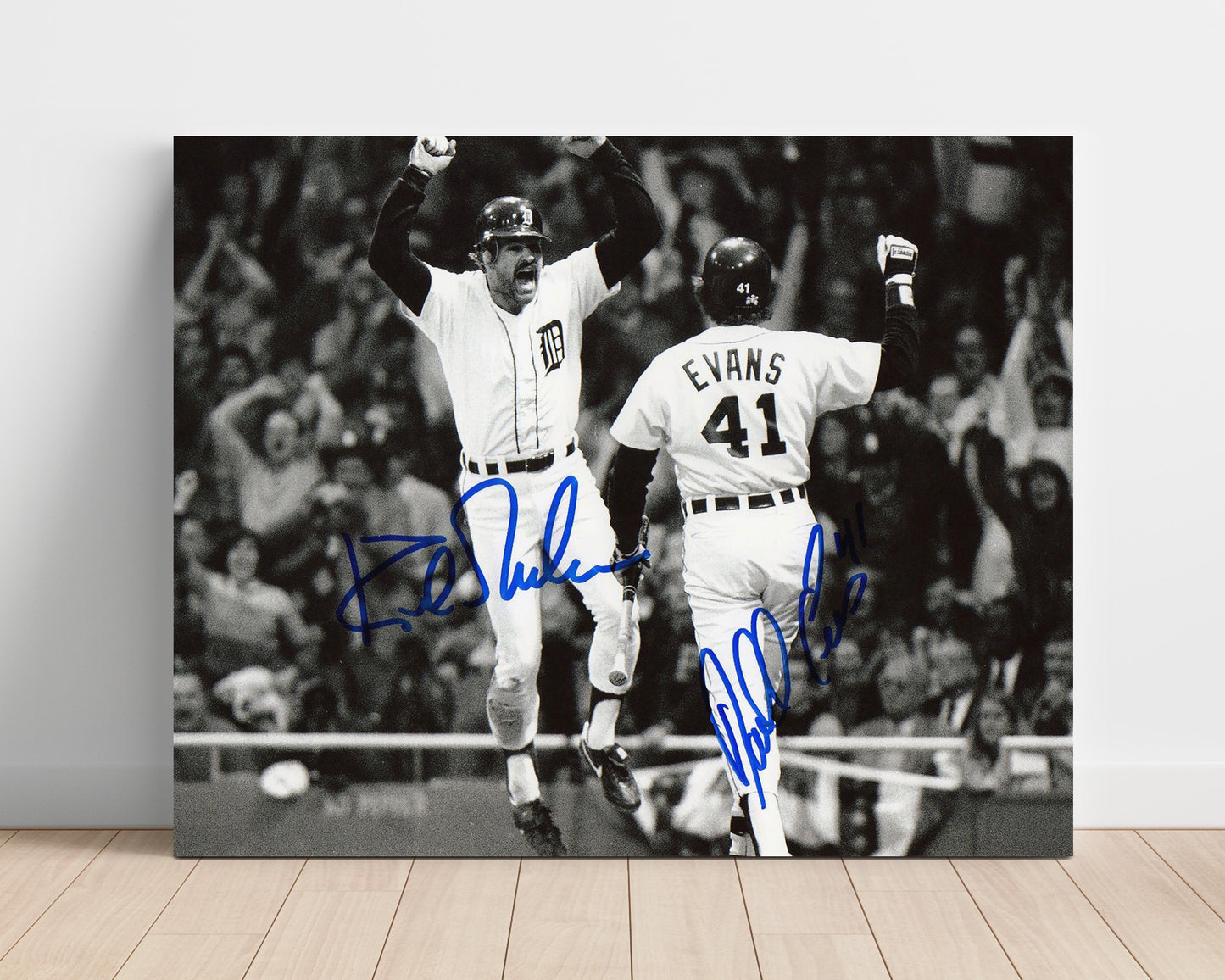 Kirk Gibson and Chet Lemon - Championship Celebration Baseball Wall Art 16x20 Unframed Print wall art print – Baseball Wall Art decor