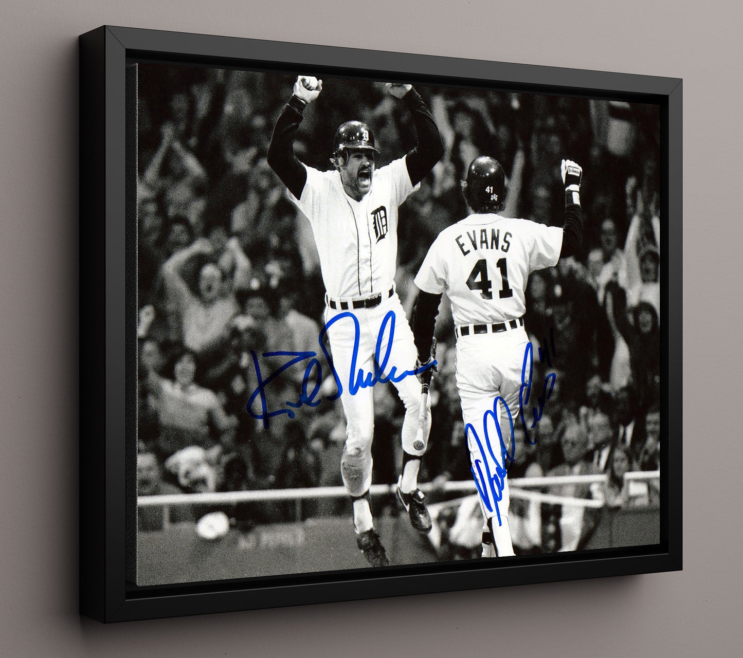 Kirk Gibson and Chet Lemon - Championship Celebration 8x10 Framed Canvas baseball wall art