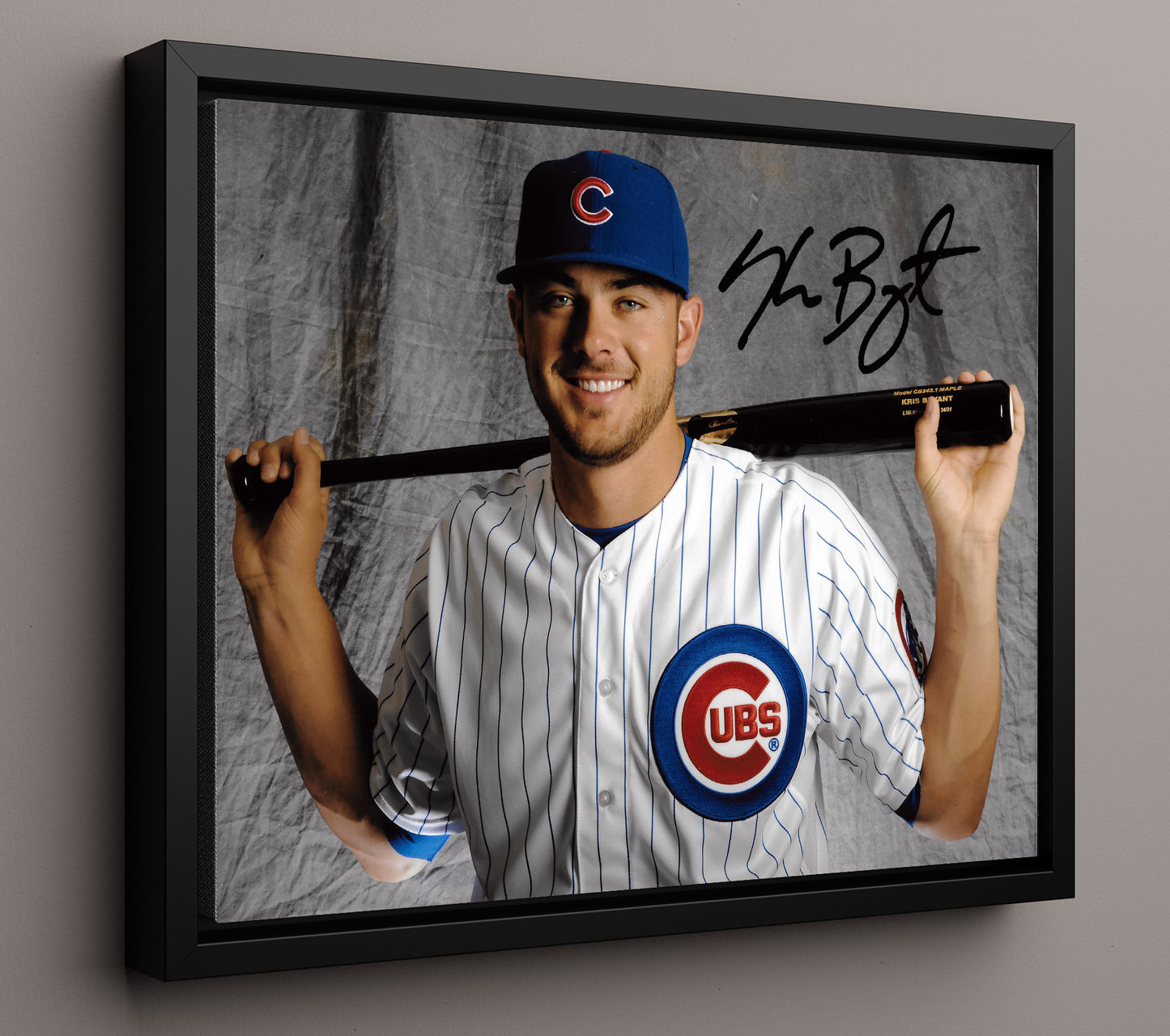 Kris Bryant - Bat Resting Behind Head 8x10 Framed Canvas baseball wall art
