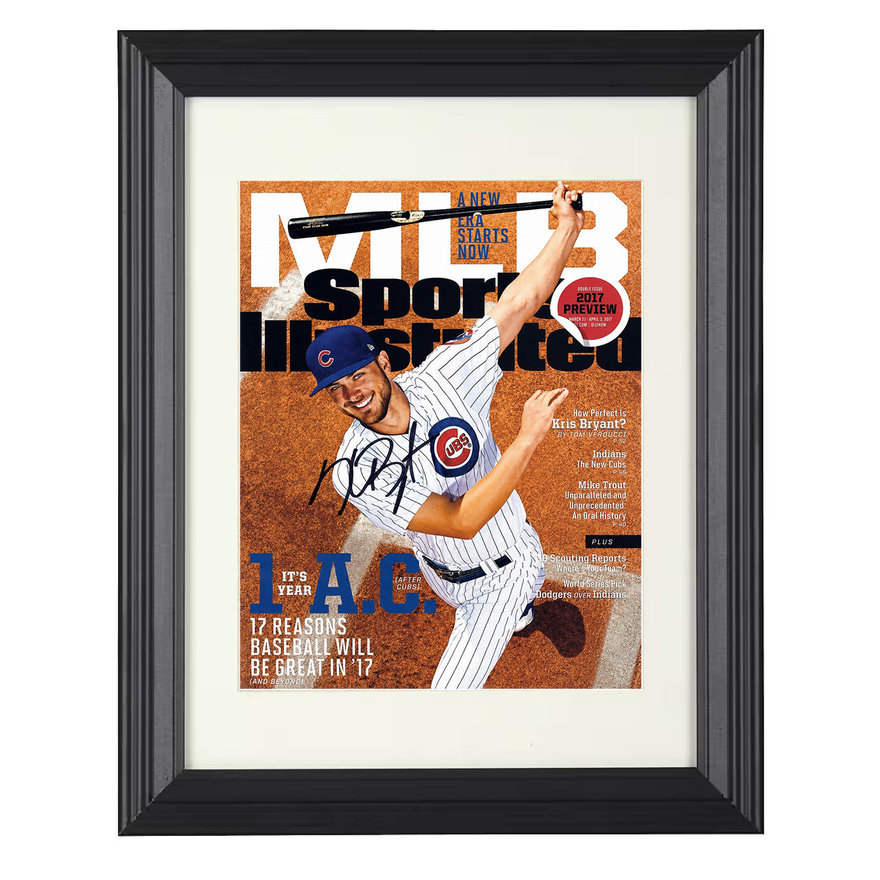 Kris Bryant - Season preview SI Cover 2017 8x10 black beveled framed baseball wall art