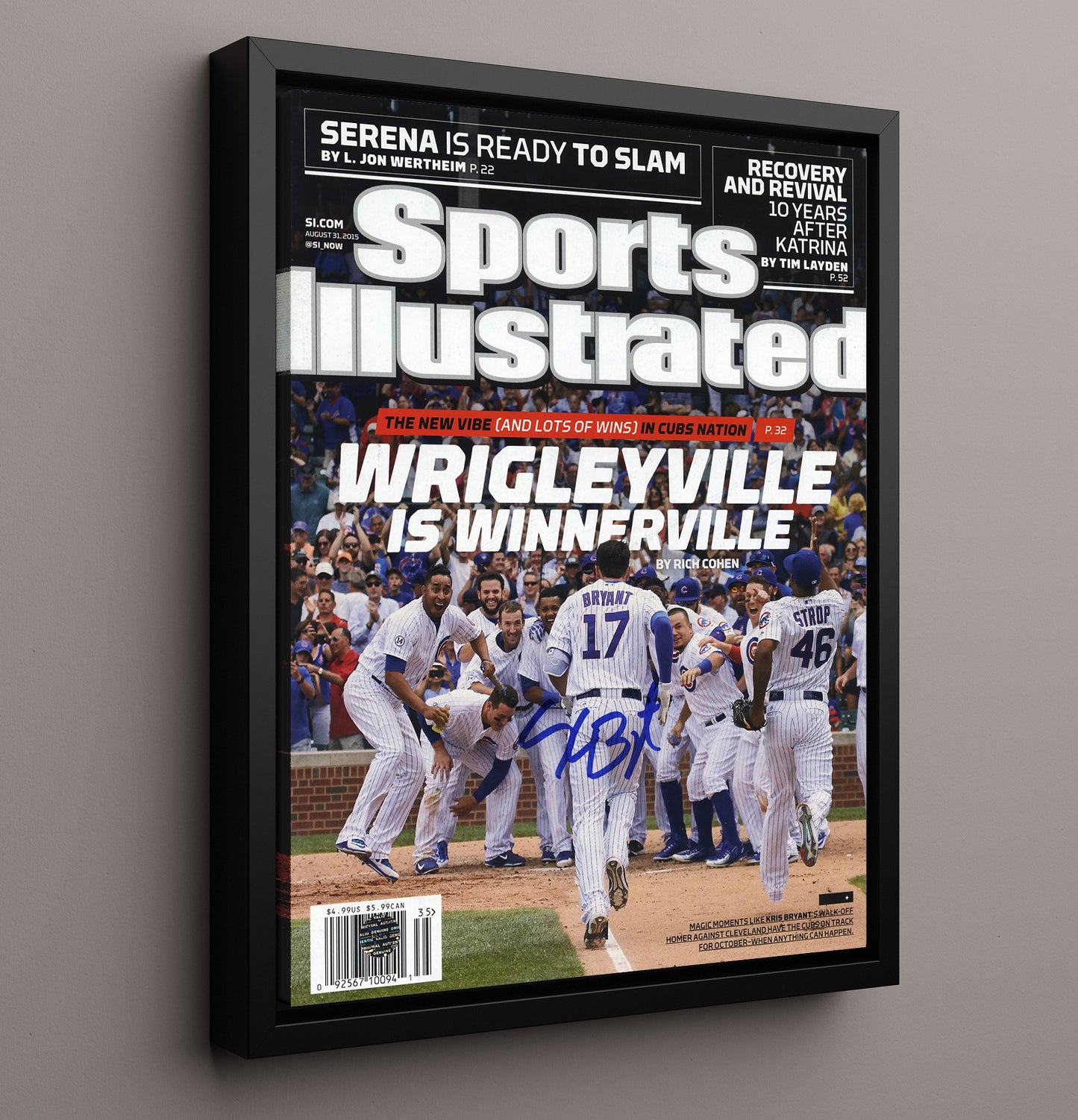 Kris Bryant - Wrigleyville walk off celebration SI cover 2015 8x10 Framed Canvas baseball wall art