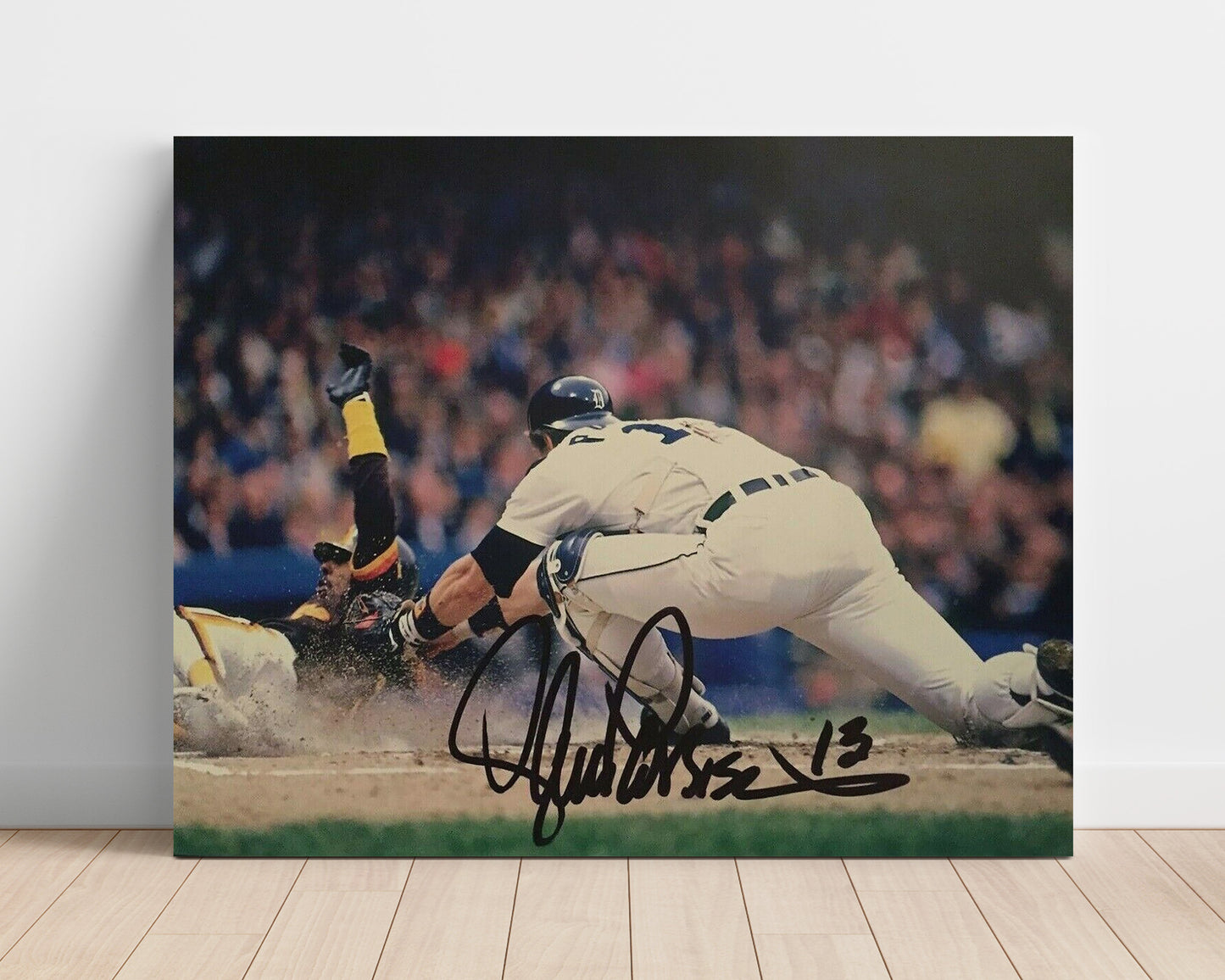 Lance Parrish - Safe At Home Slide Baseball Wall Art 16x20 Unframed Print wall art print – Baseball Wall Art decor