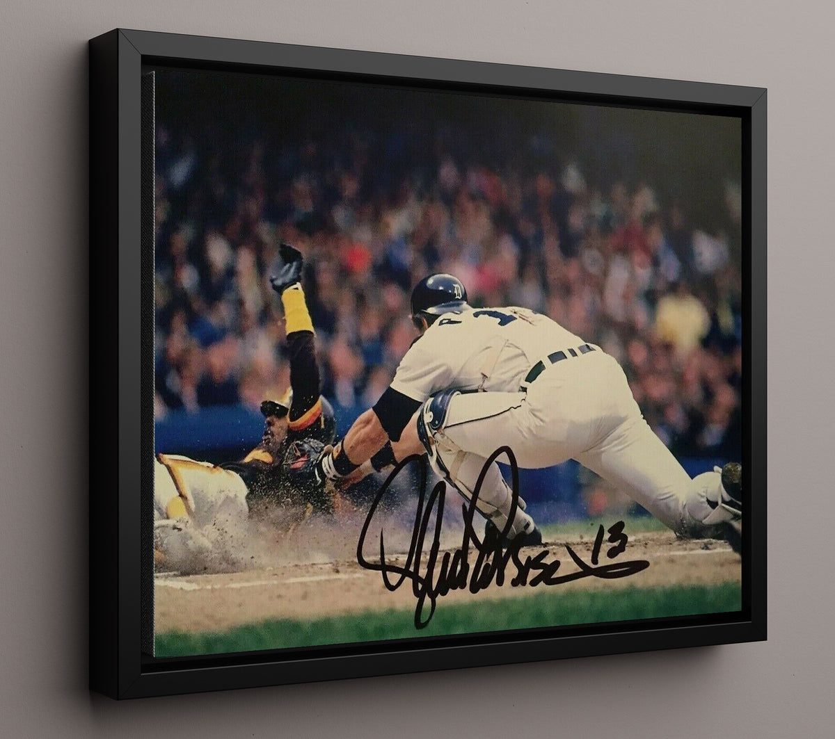 Lance Parrish - Safe At Home Slide 8x10 Framed Canvas baseball wall art
