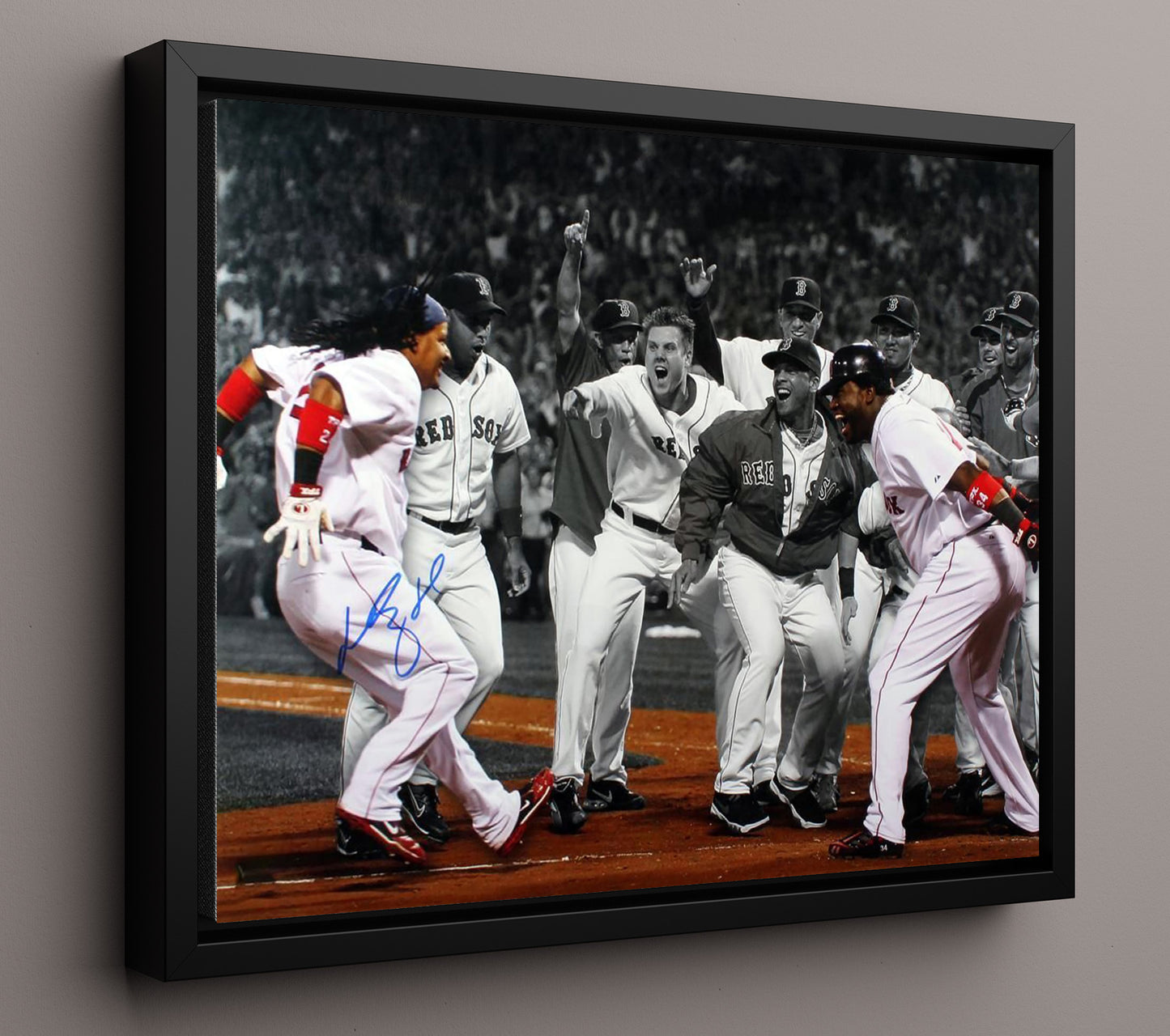Manny Ramirez - Team Celebration 8x10 Framed Canvas baseball wall art