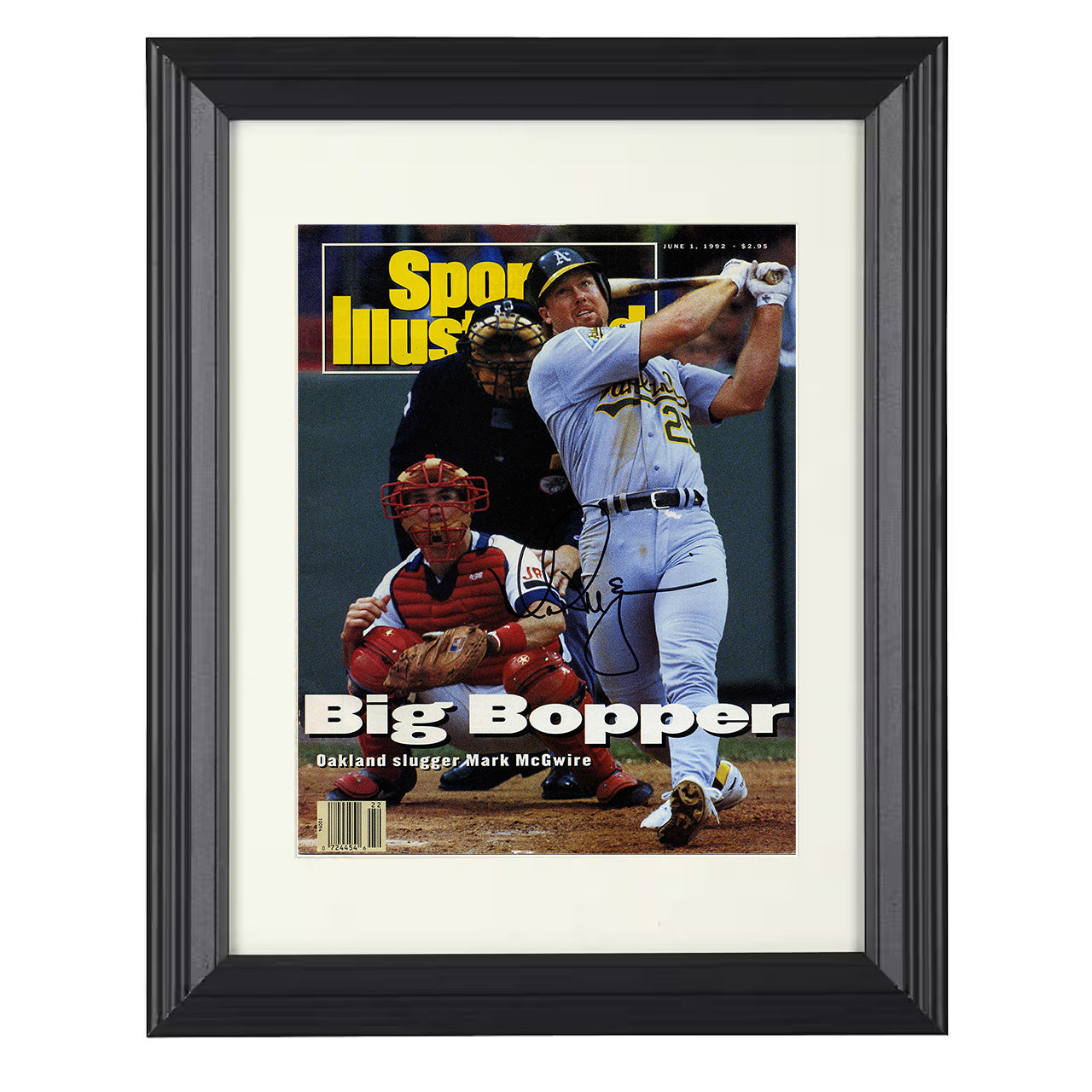 Mark McGwire - 1992 SI Cover Oakland Slugger Big Bopper 8x10 black beveled framed baseball wall art