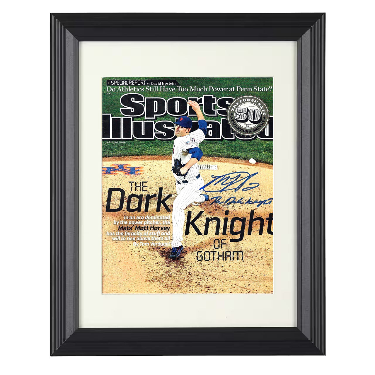 Matt Harvey - Mets ace Dark Knight feature SI Cover 2013 8x10 black beveled framed baseball wall art