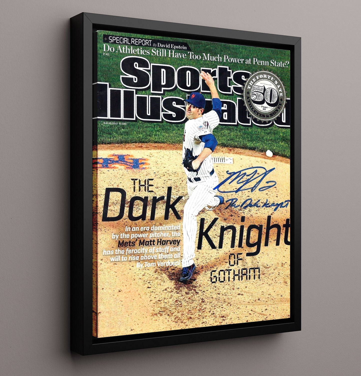 Matt Harvey - Mets ace Dark Knight feature SI Cover 2013 8x10 Framed Canvas baseball wall art