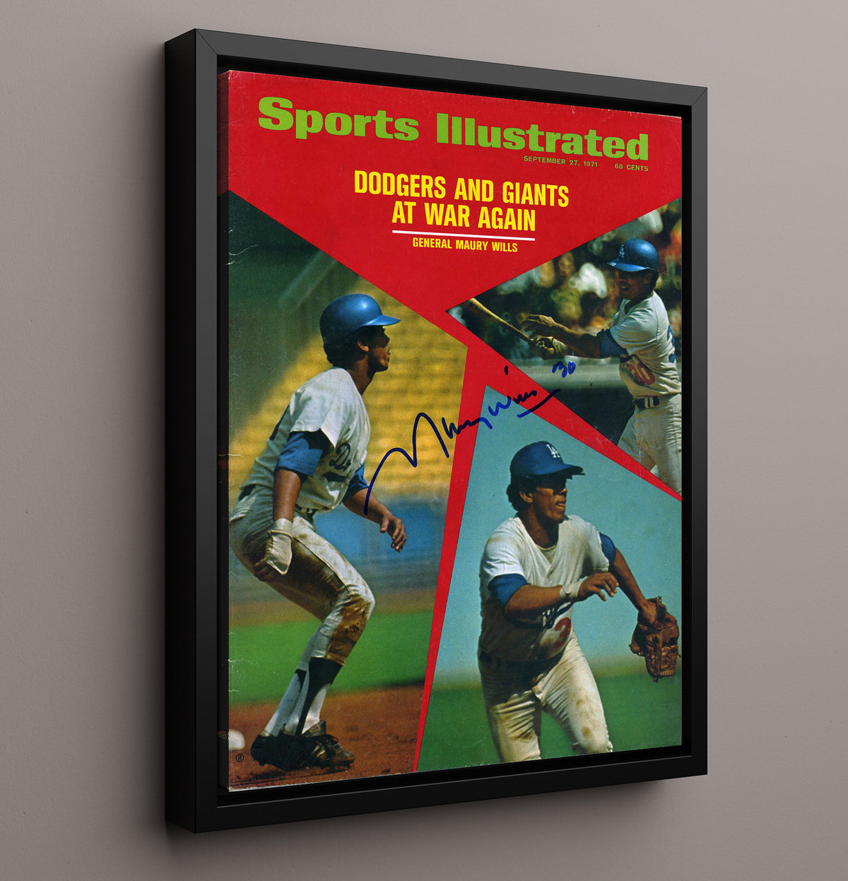 Maury Wills - 1971 SI Cover Los Angeles Speedster 8x10 Framed Canvas baseball wall art