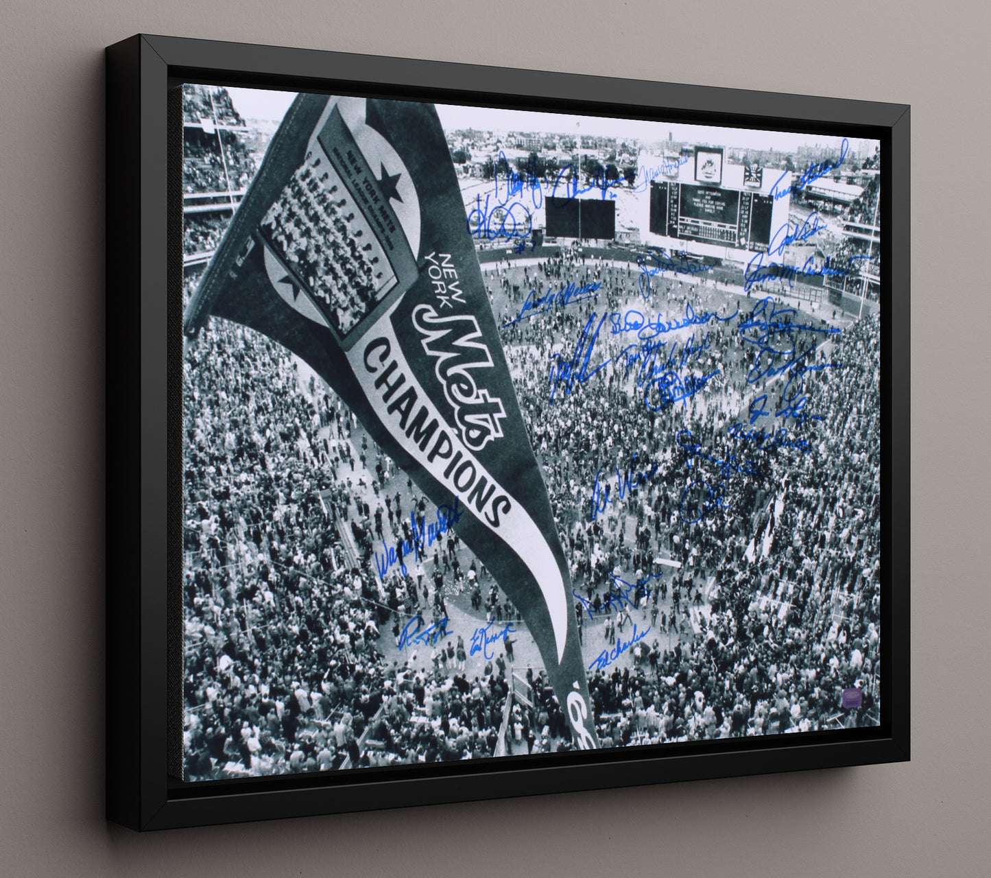 Mets Baseball - Series Championship Celebration 8x10 Framed Canvas baseball wall art