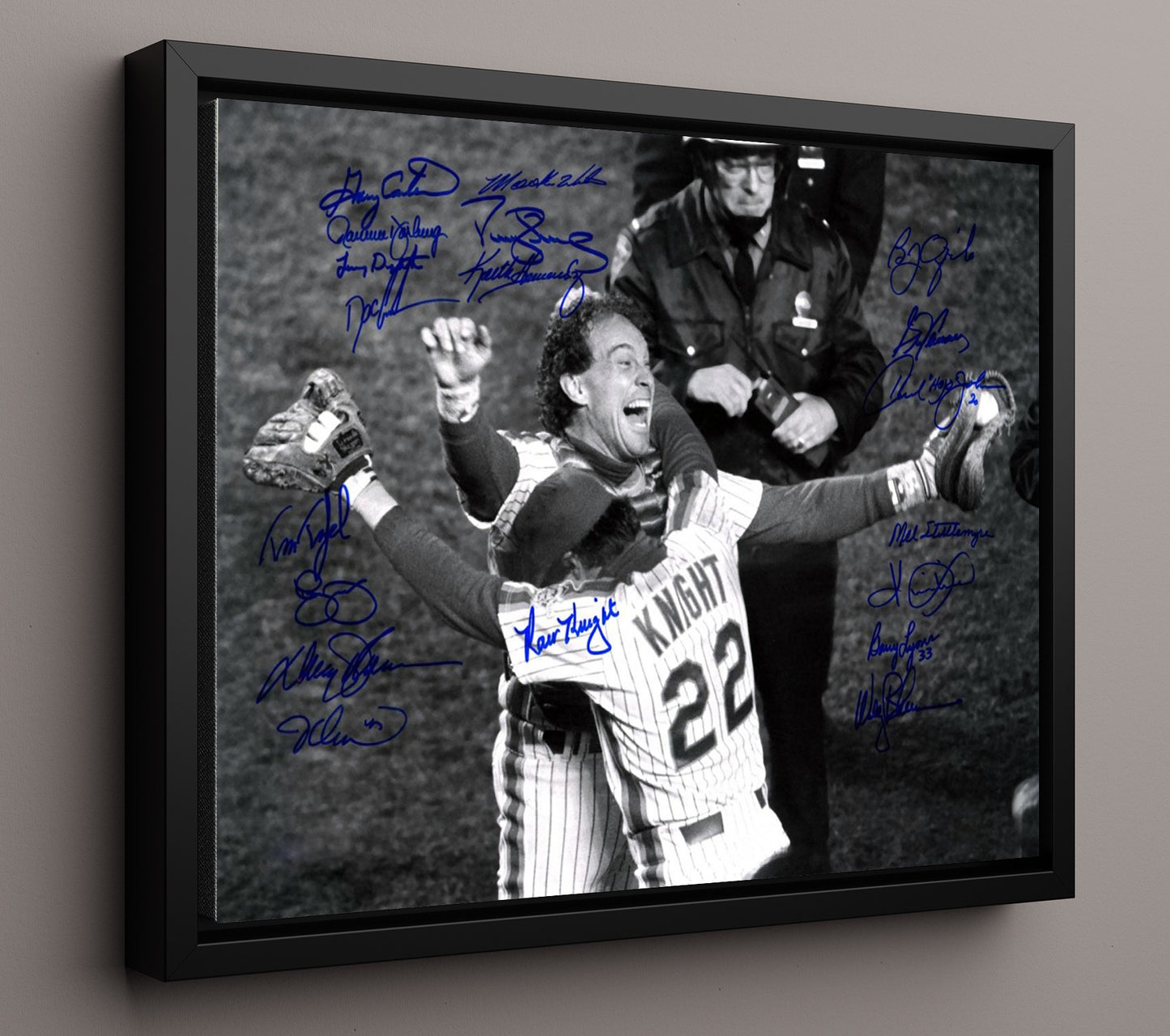 Mets Baseball - Walk Off Championship Hug 8x10 Framed Canvas baseball wall art