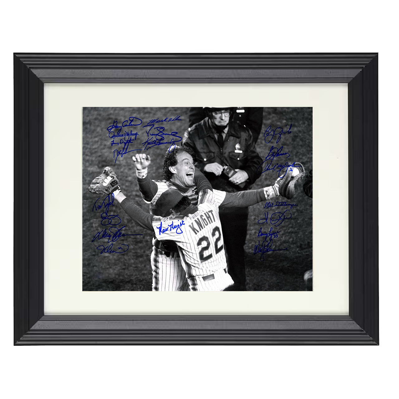 Mets Baseball - Walk Off Championship Hug 8x10 black beveled framed baseball wall art