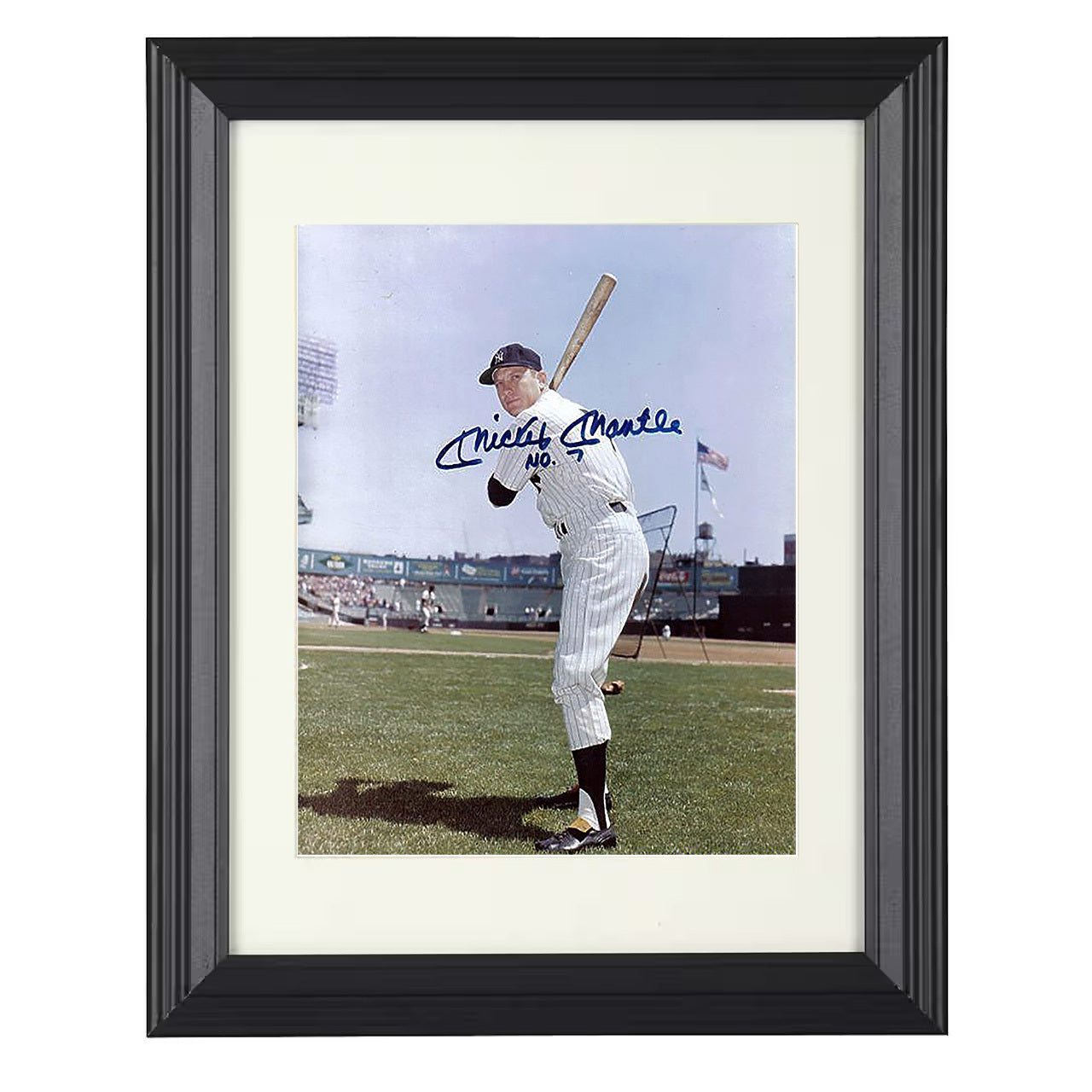 Mickey Mantle - New York Baseball Batting Stance Ready To Rake 8x10 black beveled framed baseball wall art