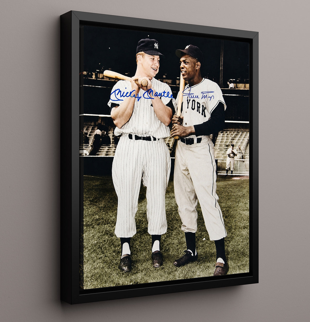 Mickey Mantle - New York Legend With Willie Mays Classic Chat 8x10 Framed Canvas baseball wall art