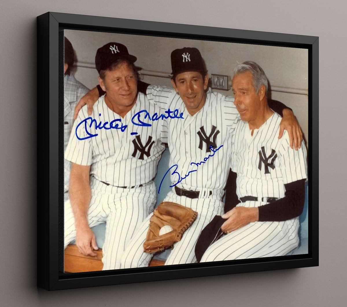 Mickey Mantle and Billy Martin - Yankees Dugout 8x10 Framed Canvas baseball wall art