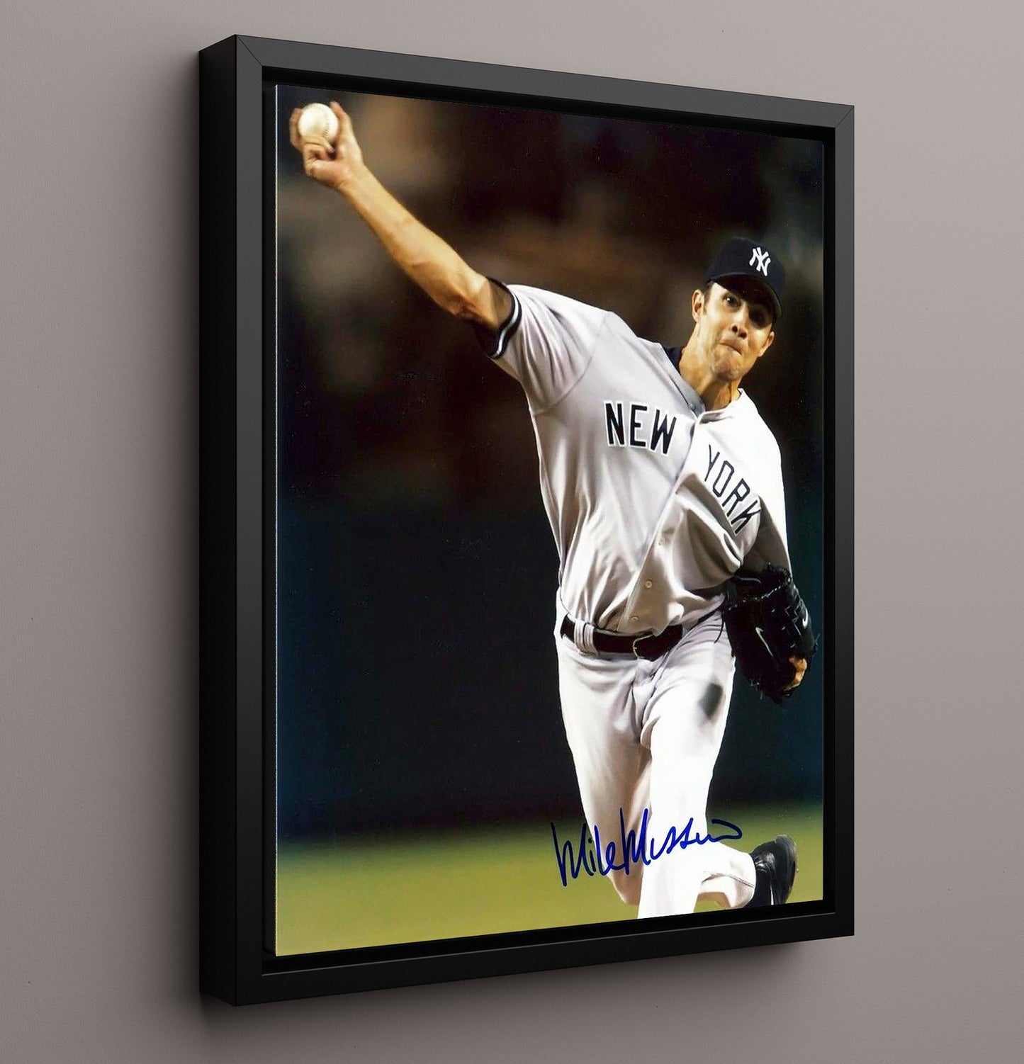 Mike Mussina - New York Baseball Mid Pitch Action 8x10 Framed Canvas baseball wall art
