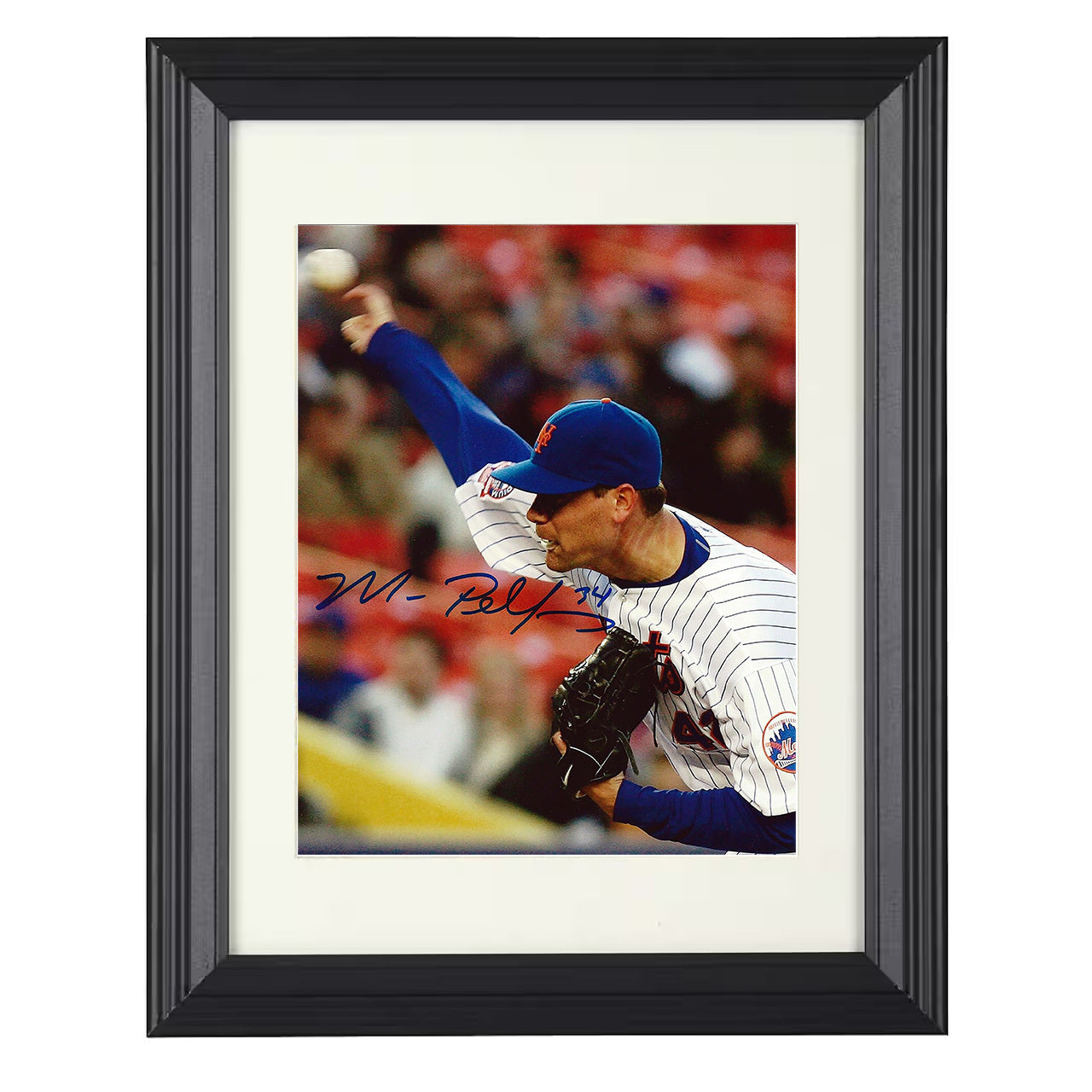 Mike Pelfrey - New York Baseball Pitch Release 8x10 black beveled framed baseball wall art