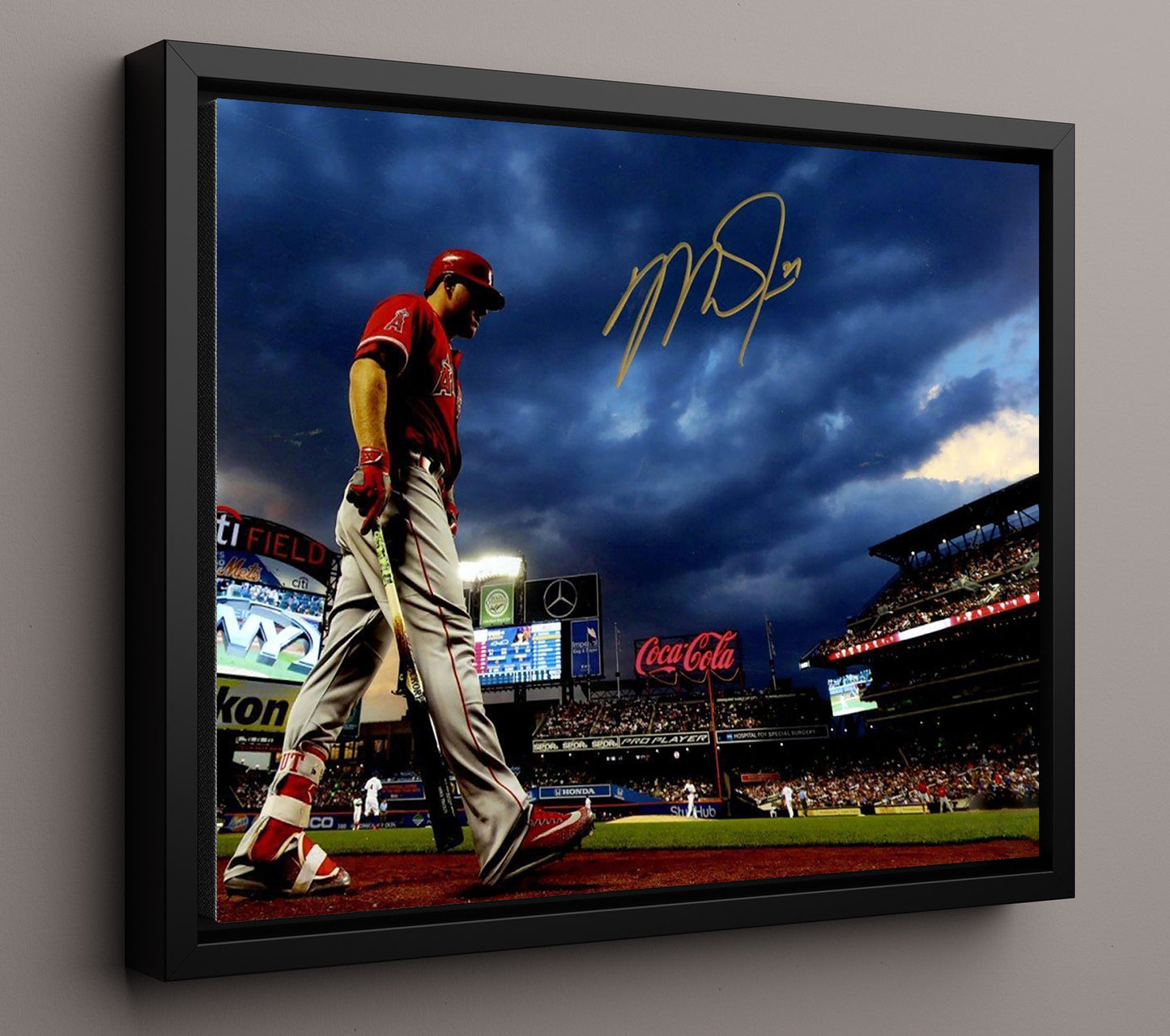 Mike Trout - Citi Field Storm Clouds 8x10 Framed Canvas baseball wall art