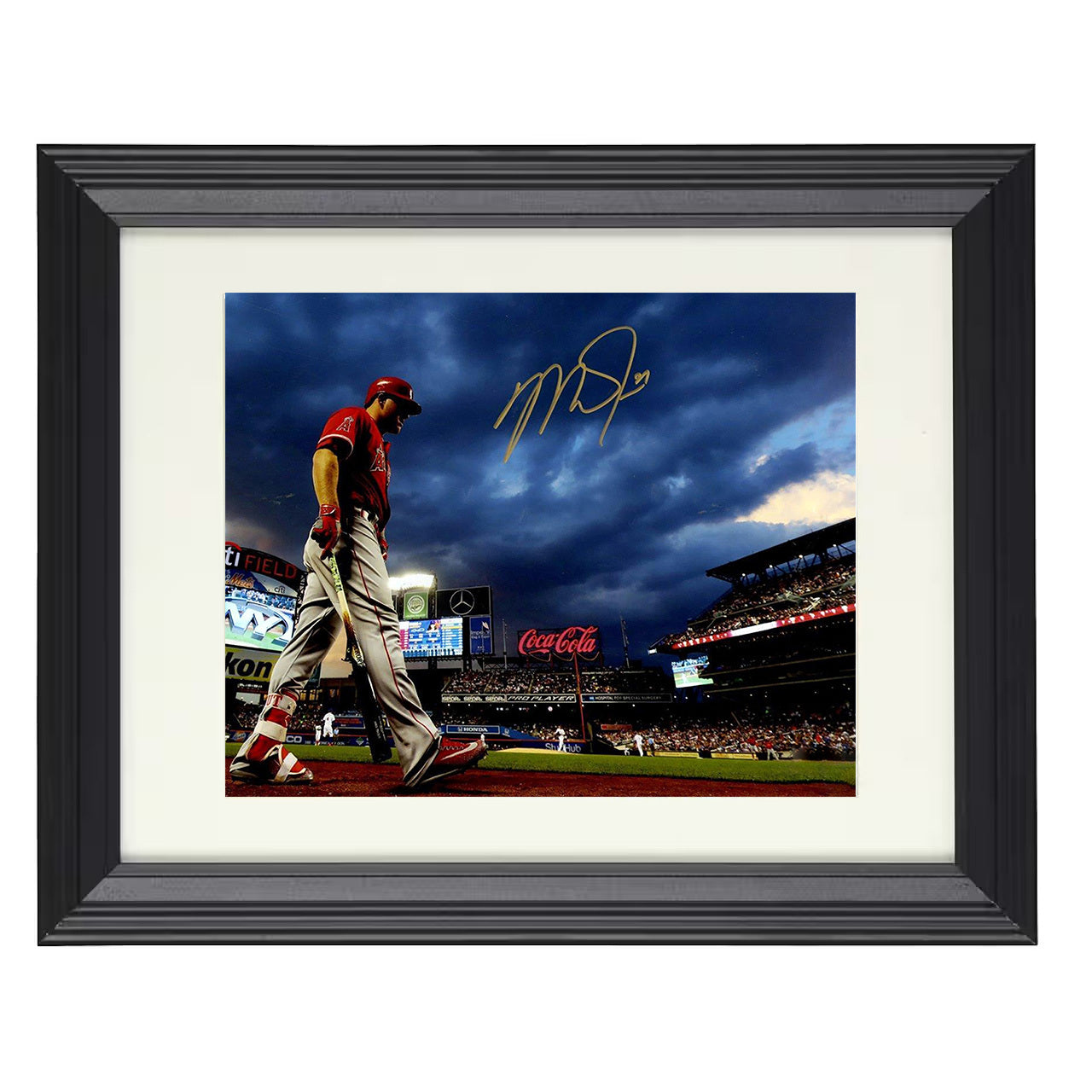 Mike Trout - Citi Field Storm Clouds Spotlight 8x10 black beveled framed baseball wall art