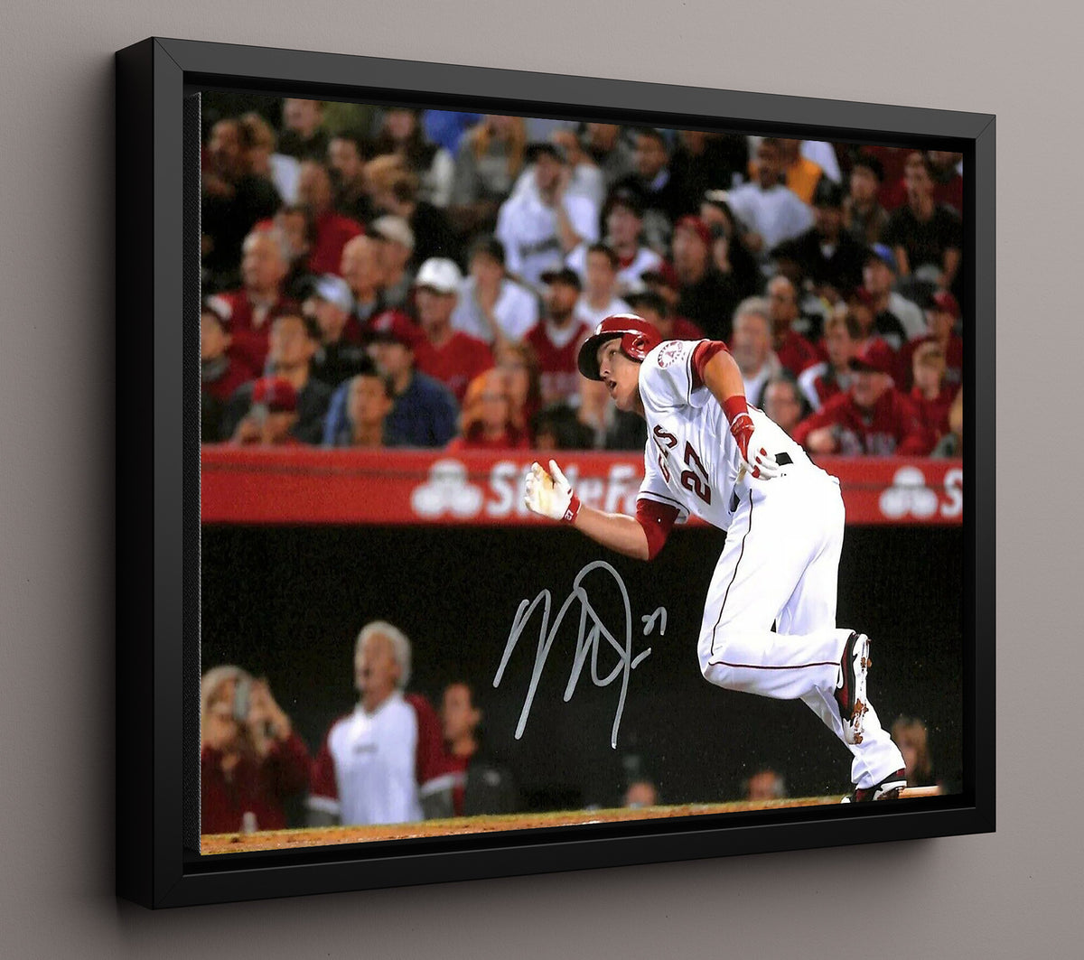 Mike Trout - Full Extension Leaping Catch 8x10 Framed Canvas baseball wall art