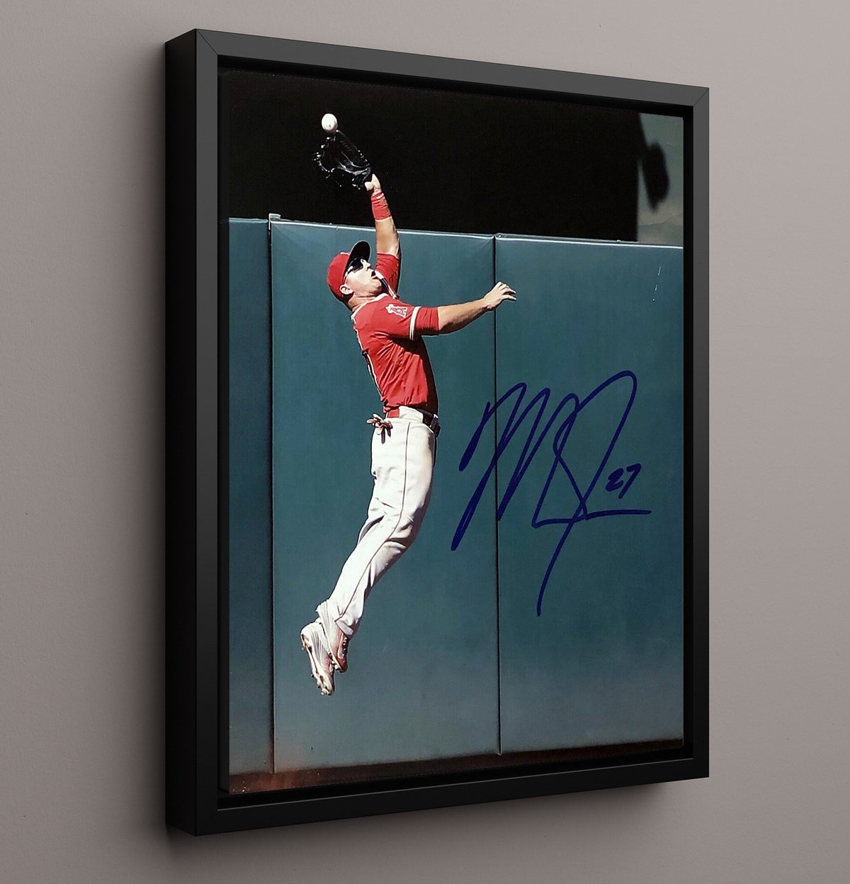 Mike Trout - Los Angeles Baseball Wall Leap Catch 8x10 Framed Canvas baseball wall art