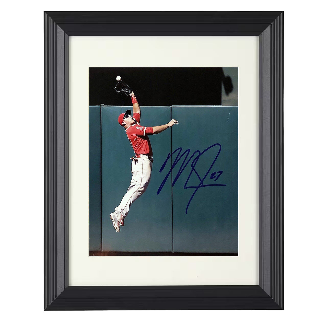 Mike Trout - Los Angeles Baseball Wall Leap Catch 8x10 black beveled framed baseball wall art