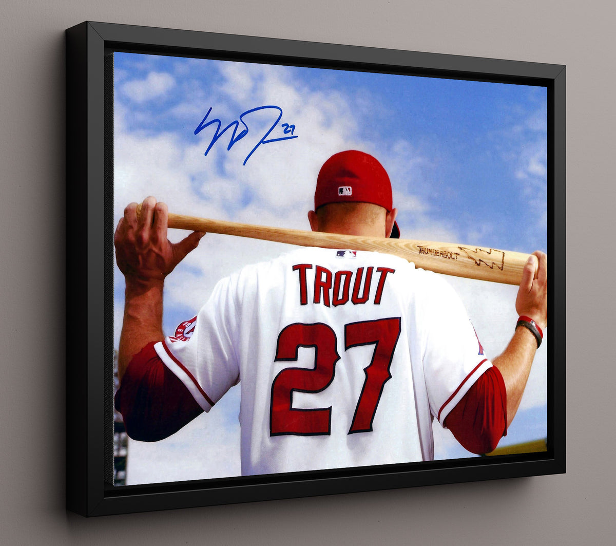 Mike Trout - Thunderbolt 27 Power Pose 8x10 Framed Canvas baseball wall art