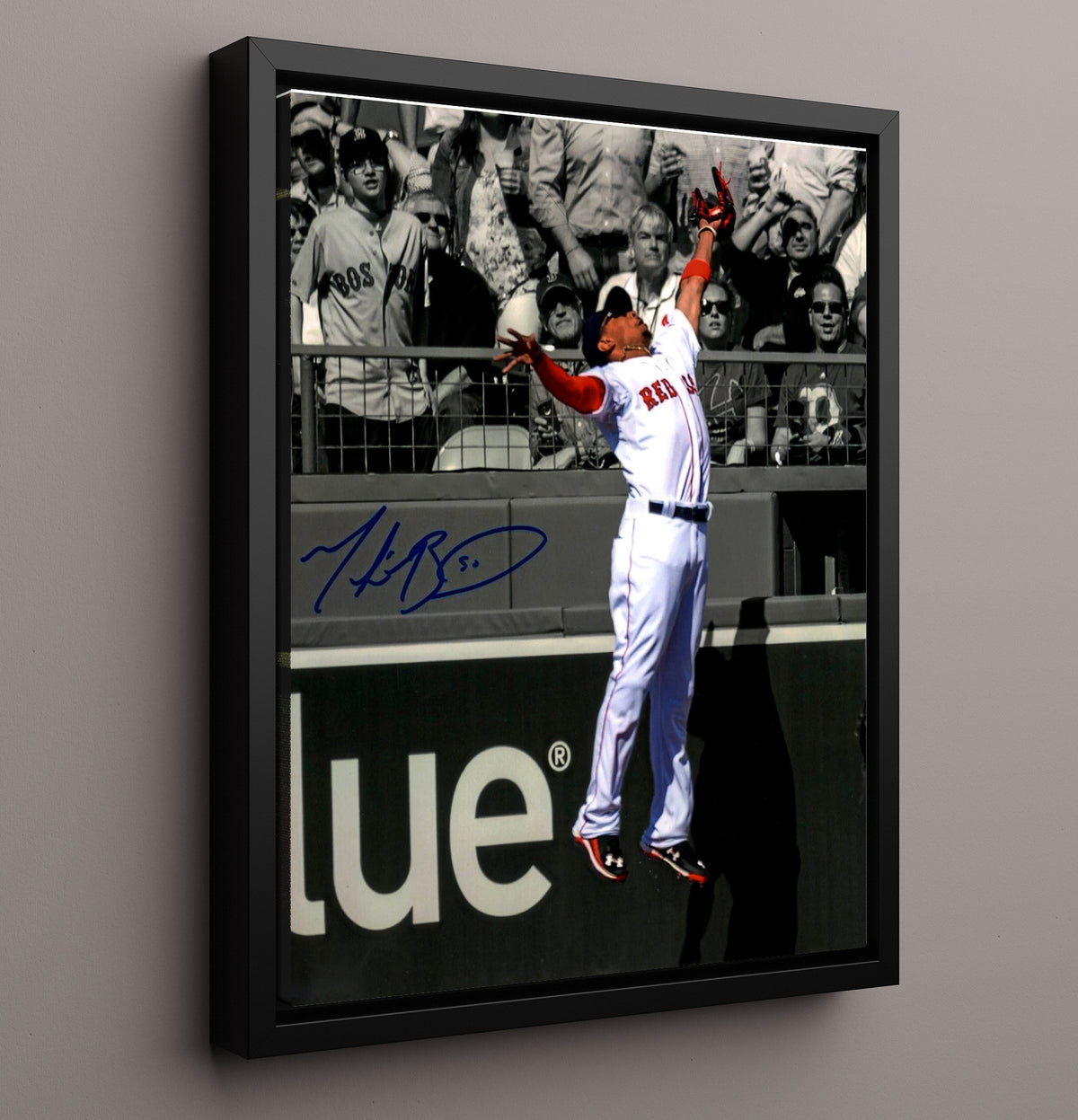 Mookie Betts - Boston Baseball Leaping Catch 8x10 Framed Canvas baseball wall art