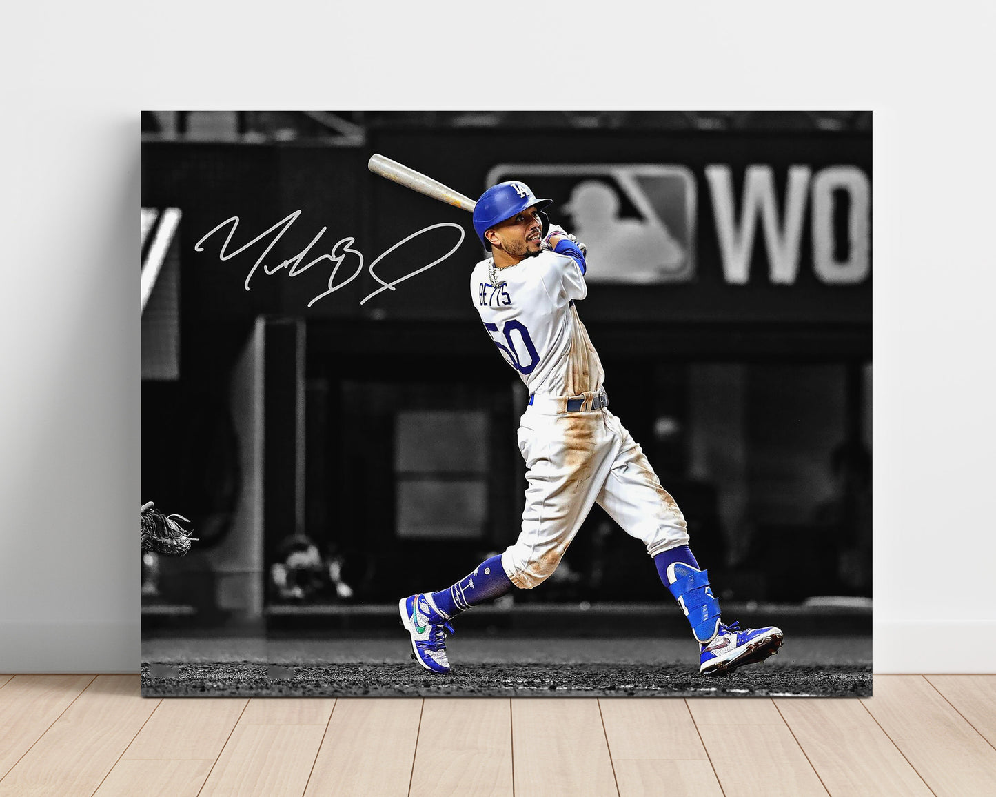 Mookie Betts - Dodgers Spotlight Swing Baseball Wall Art 16x20 Unframed Print wall art print – Baseball Wall Art decor