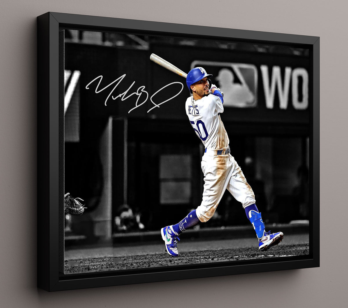 Mookie Betts - Dodgers Swing 8x10 Framed Canvas baseball wall art
