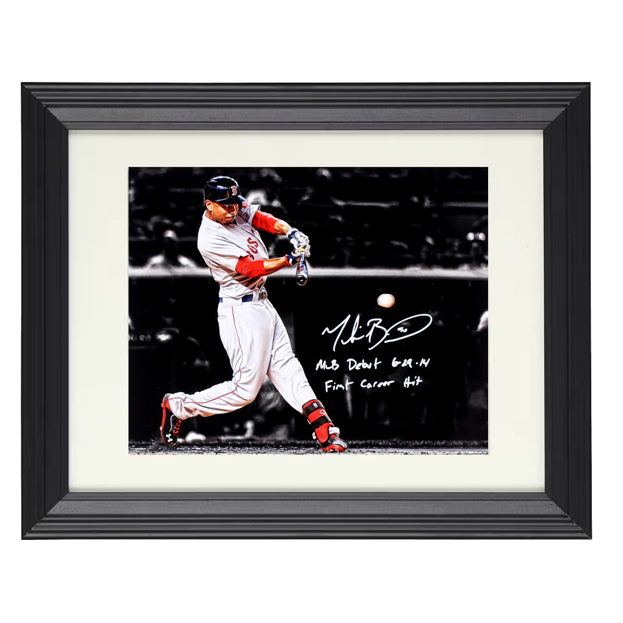 Mookie Betts - First Career Hit 8x10 black beveled framed baseball wall art
