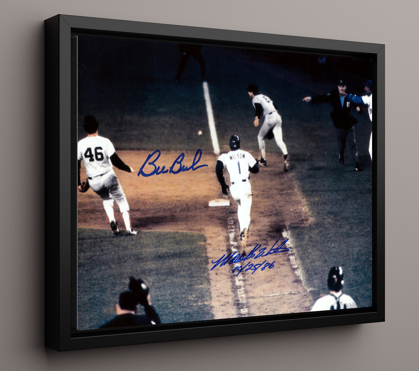 Mookie Wilson and Bill Buckner - Ball Through the Legs 8x10 Framed Canvas baseball wall art