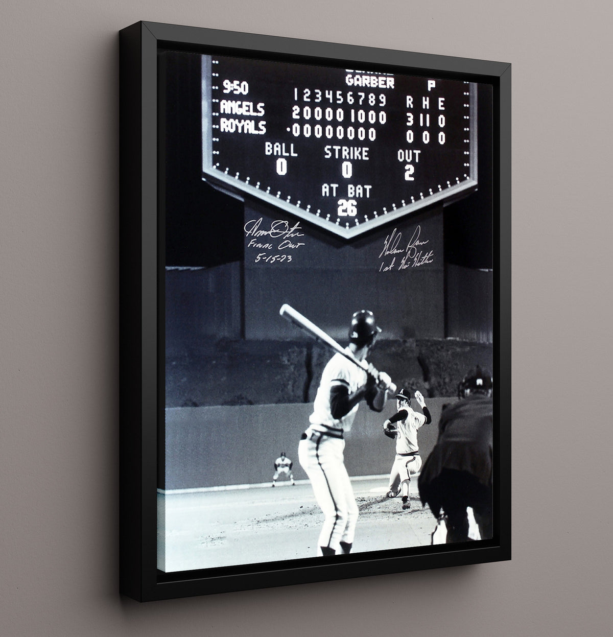 Nolan Ryan - California Baseball Final Out vs Kansas City 1993 8x10 Framed Canvas baseball wall art