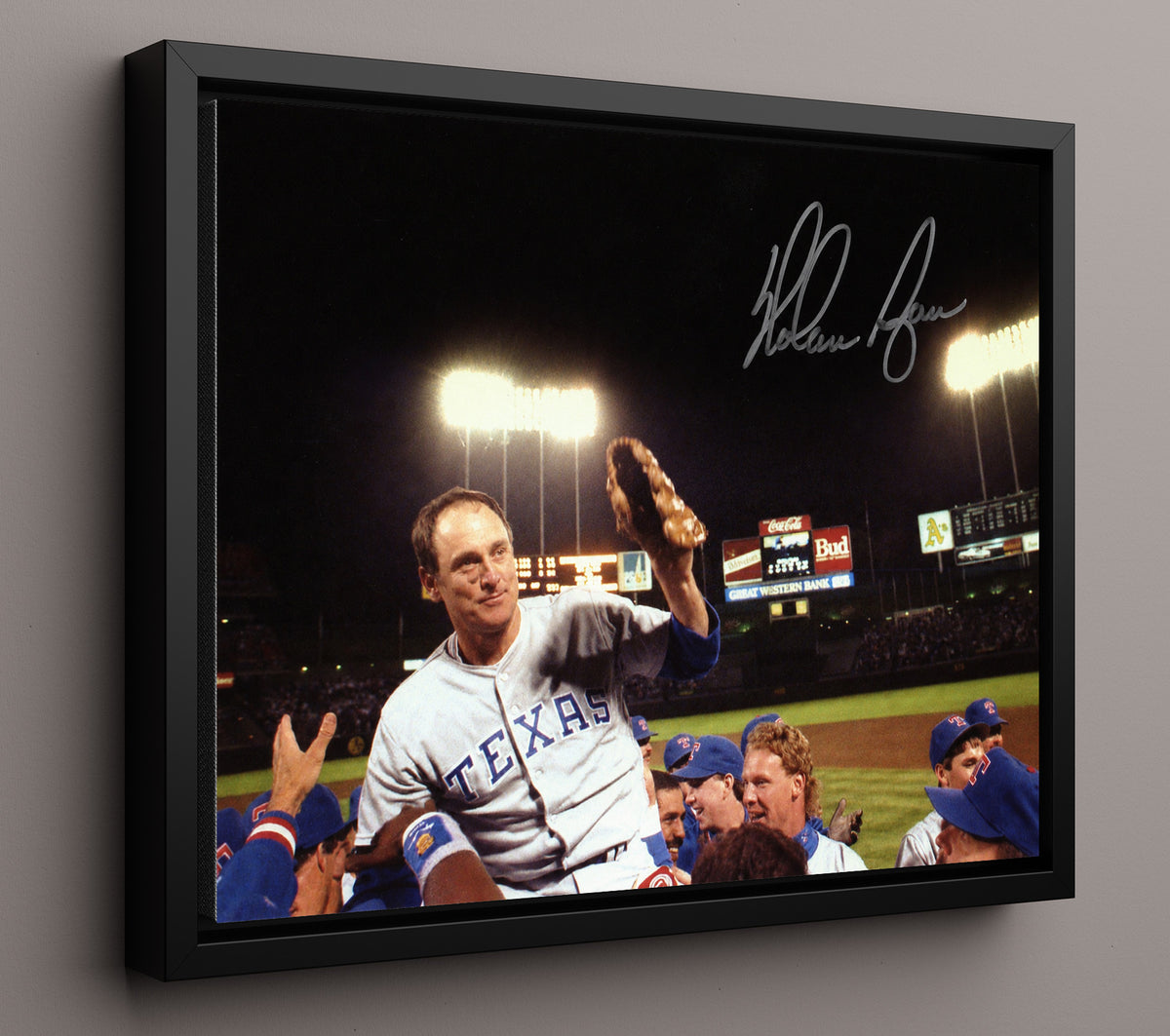 Nolan Ryan - Carried Above Teammates 8x10 Framed Canvas baseball wall art