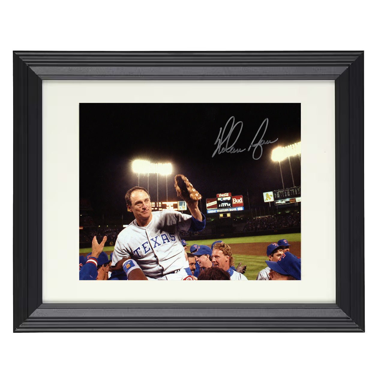 Nolan Ryan - Carried Above Teammates 8x10 black beveled framed baseball wall art