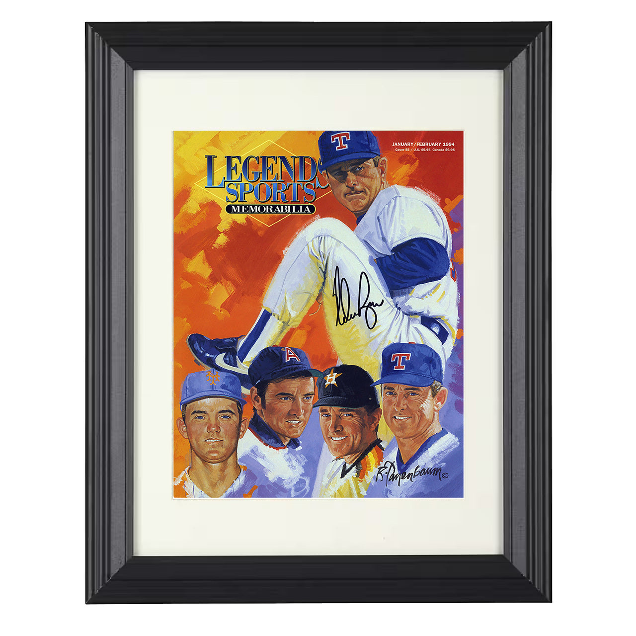 Nolan Ryan - Legends Montage SI Cover 1994 8x10 black beveled framed baseball wall art