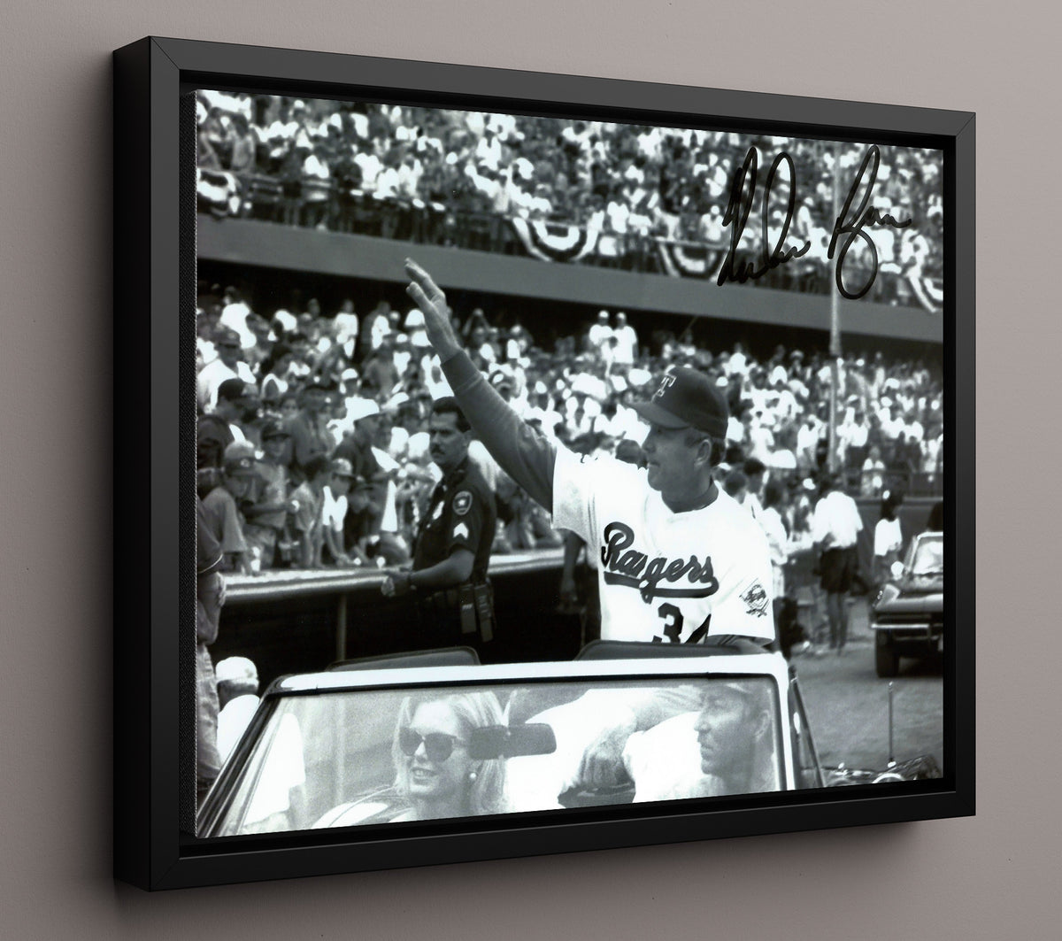 Nolan Ryan - Waving from Parade Car 8x10 Framed Canvas baseball wall art