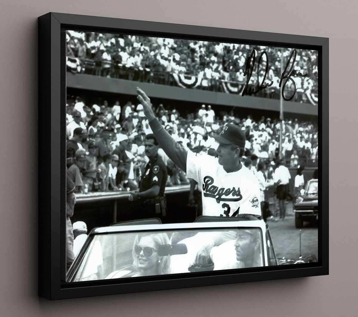 Nolan Ryan - Waving from Parade Car 8x10 Canvas baseball wall art
