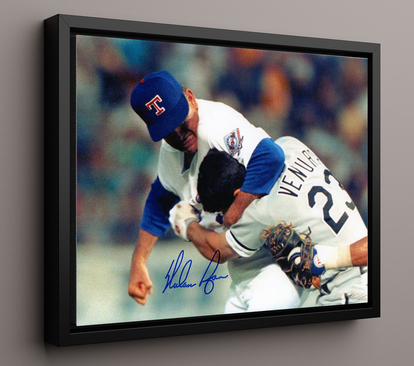 Nolan Ryan Ventura Fight - Ventura Fight 8x10 Framed Canvas baseball wall art