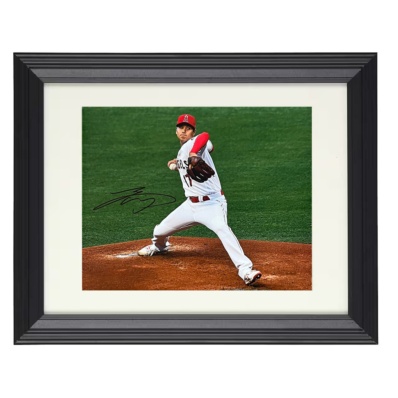 Ohtani pitching - Pitching 8x10 black beveled framed baseball wall art