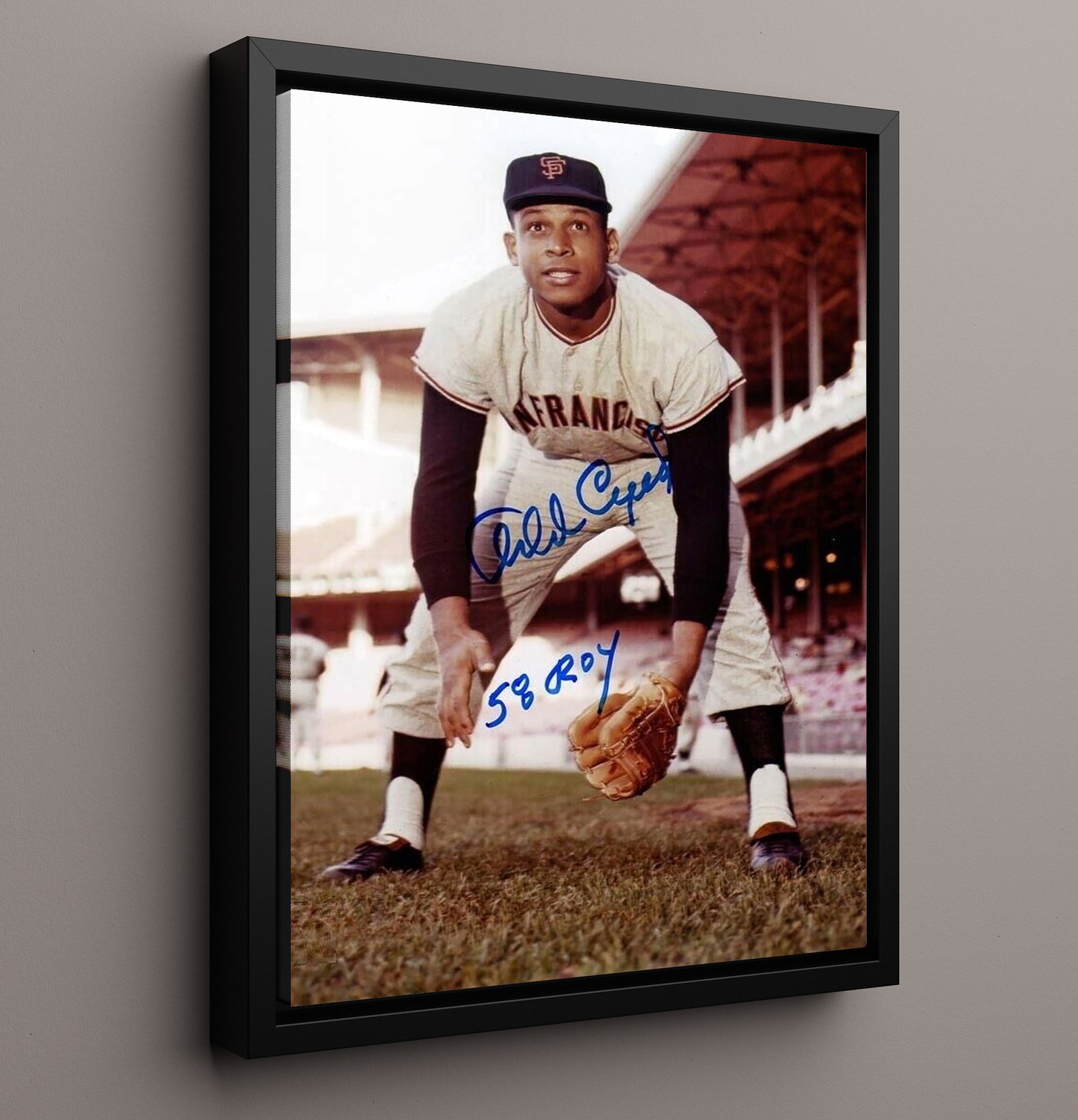 Orlando Cepeda - San Francisco Legend Fielding Pose 8x10 Framed Canvas baseball wall art