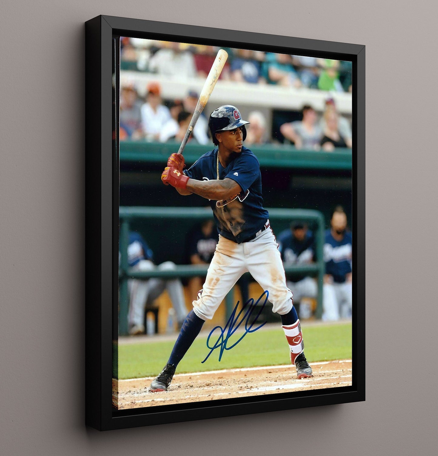 Ozzie Albies - Atlanta Baseball At Bat Focus 8x10 Framed Canvas baseball wall art