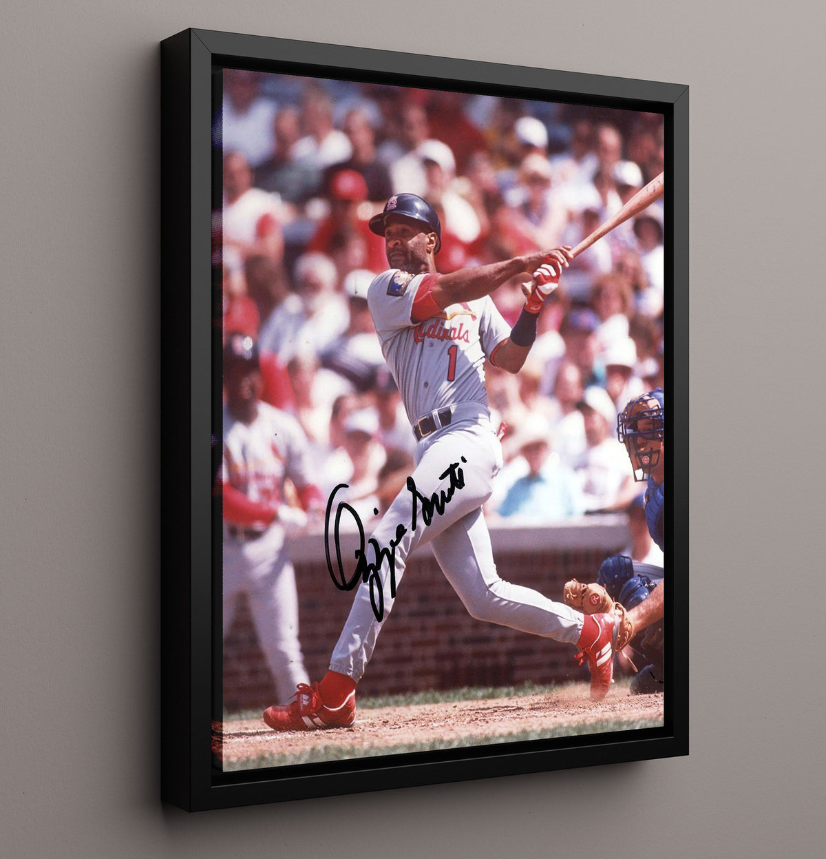 Ozzie Smith - St Louis Legend Swing Action 8x10 Framed Canvas baseball wall art