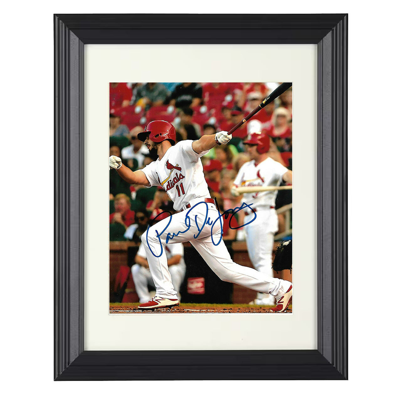 Paul DeJong - St Louis Baseball Field Action 8x10 black beveled framed baseball wall art