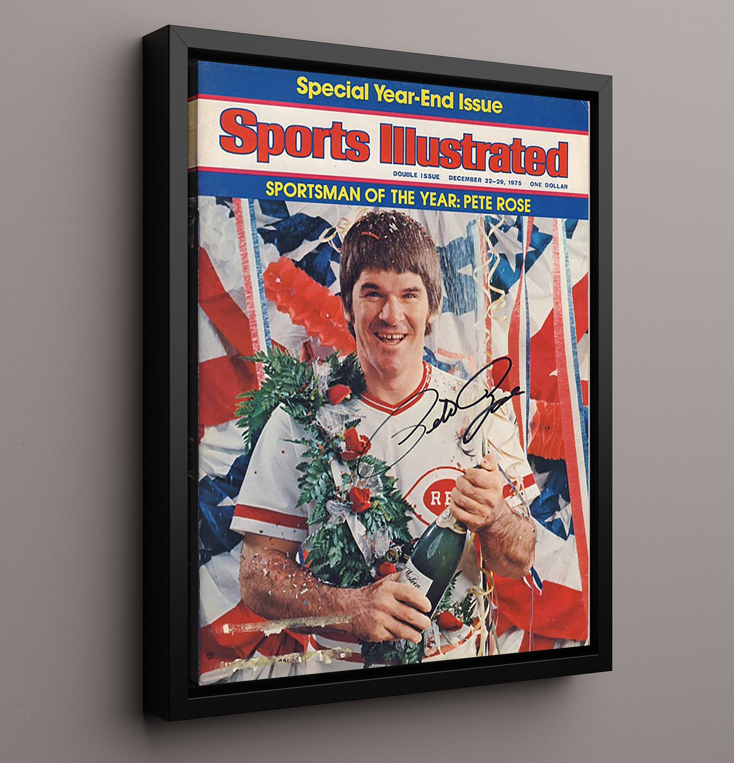 Pete Rose - 1975 SI Cover Sportsman Of The Year 8x10 Framed Canvas baseball wall art