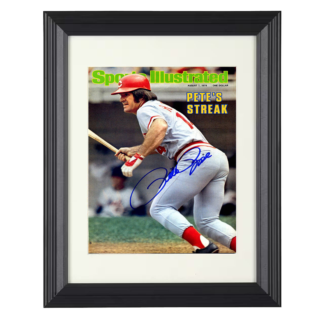 Pete Rose - Cincinnati Baseball Petes Streak 1978 SI Cover 8x10 black beveled framed baseball wall art