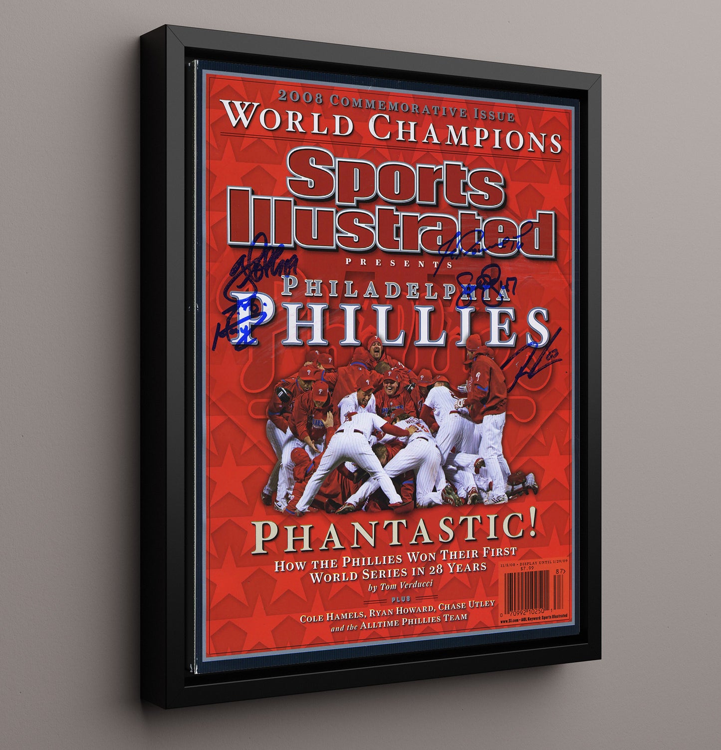 Philadelphia Baseball - 2008 SI Commemorative World Champions 8x10 Framed Canvas baseball wall art