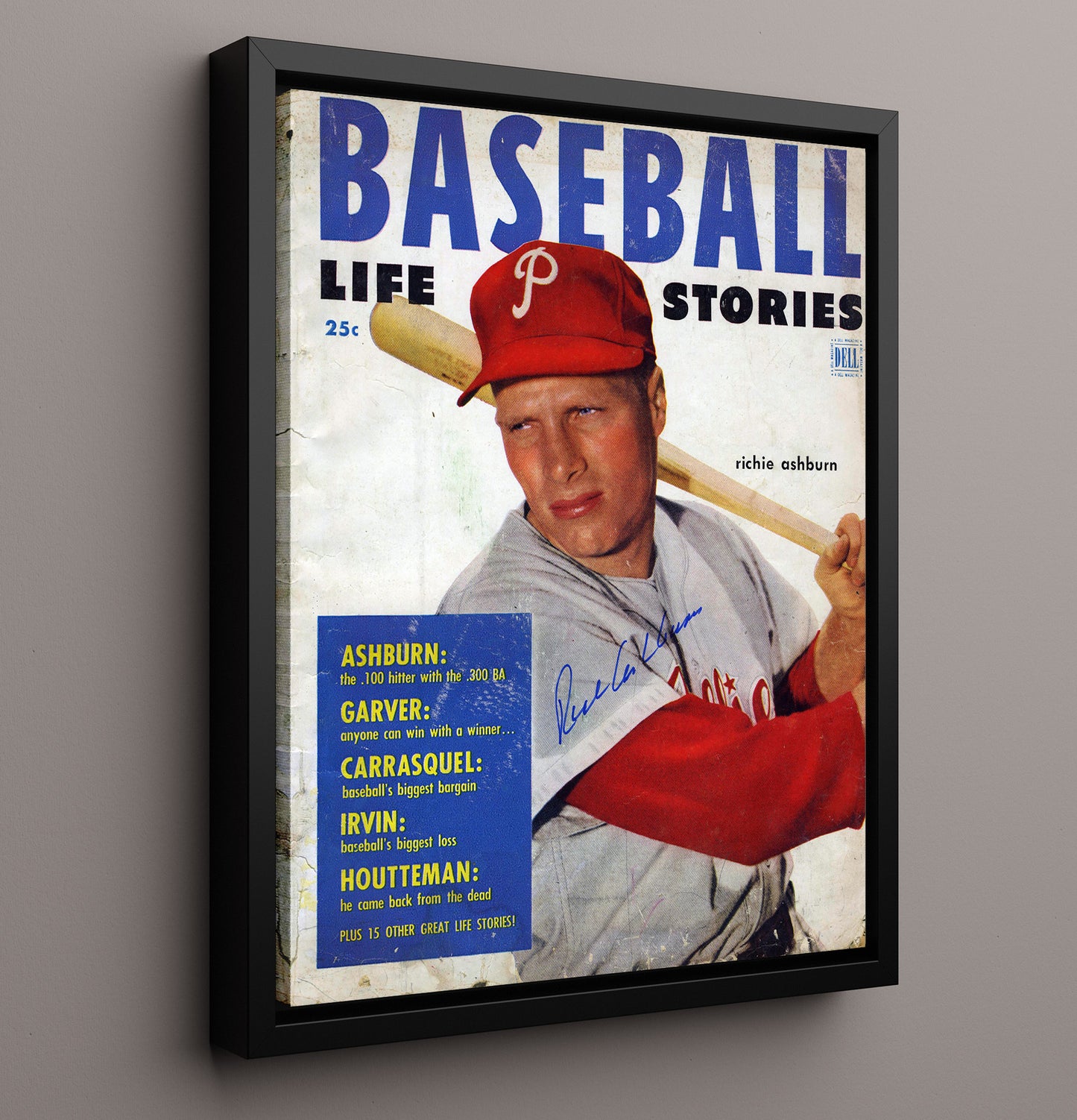 Richie Ashburn - 1952 Baseball Life Stories Cover Philadelphia Legend 8x10 Framed Canvas baseball wall art