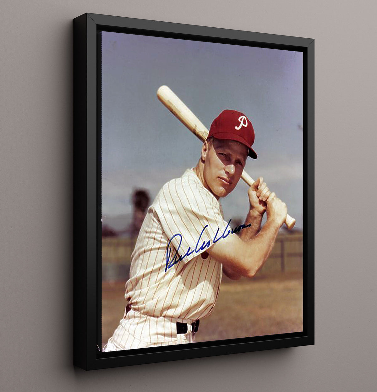 Richie Ashburn - Philadelphia Legend Bat Pose 8x10 Framed Canvas baseball wall art