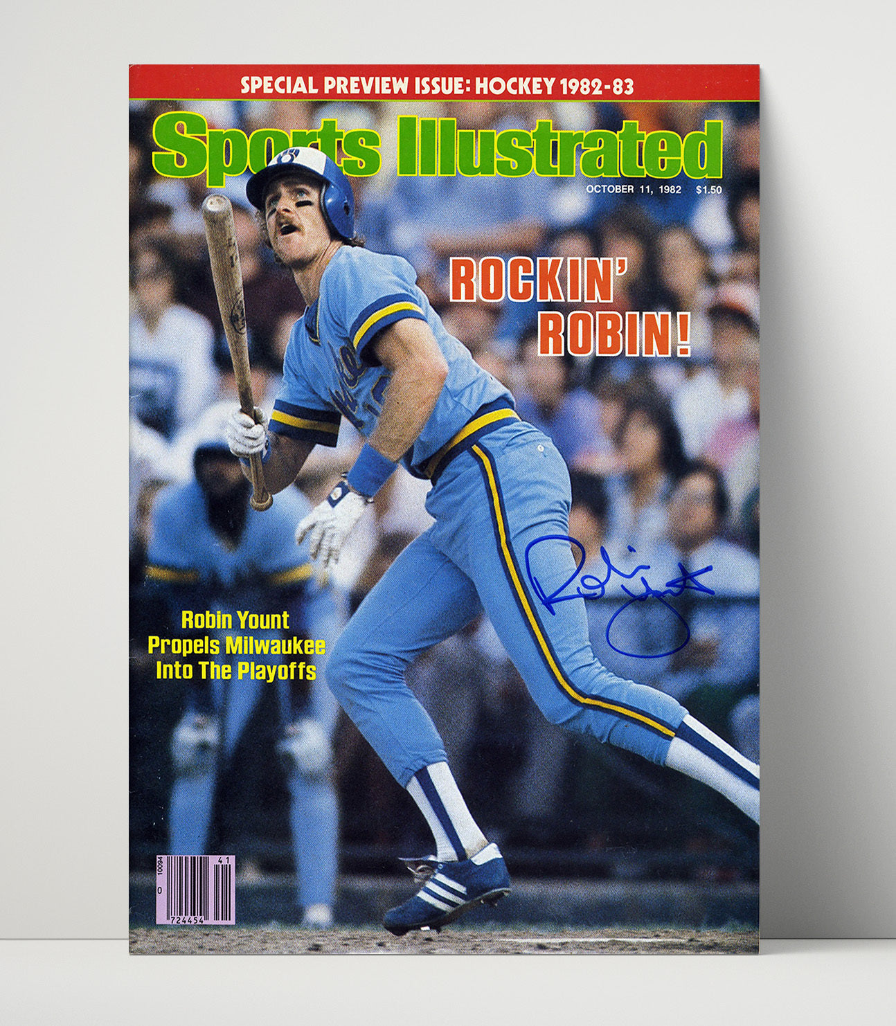 Robin Yount - Batting Follow - Through 1982 SI Cover Spotlight Baseball Wall Art 16x20 Unframed Print wall art print – Baseball Wall Art decor